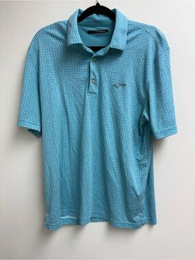 Greg Norman Collection Light Blue Patterned Polo Shirt